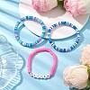 3Pcs 3 Colors Polymer Clay Disc Beaded Stretch Bracelet Sets BJEW-JB10441-02-2