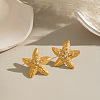 Starfish 304 Stainless Steel Rhinestone Stud Earrings EJEW-P332-04G-1