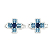 Brass Blue Cubic Zirconia Connector Charms KK-I719-01S-1