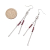Round 304 Stainless Steel Natural Garnet Dangle Earrings EJEW-JE06783-03-4
