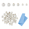 DICOSMETIC 36Pcs 3 Size Round 925 Sterling Silver Textured Beads STER-DC0001-33-1