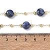 Natural Sodalite Faceted Flat Round Beaded Chain Necklaces with Matte Brass Beads GG-CBA37F5-01G-07-5