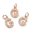 Brass Micro Pave Grade AAA Cubic Zirconia Charms LS-ZIRC-P067-11RG-G-NR-1