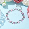 Pink & Plum Glass Seed Bead Link Bracelets BJEW-JB10266-2