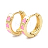 Brass Enamel Hoop Earrings KK-P205-18G-2