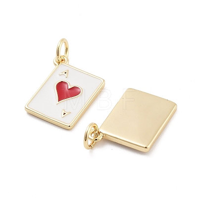 Playing Card Rack Plating Brass Enamel Pendants KK-G512-11G-1