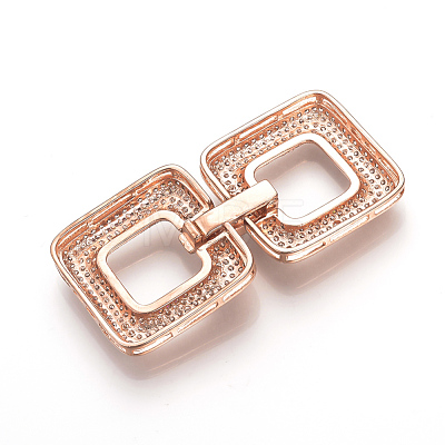 Brass Micro Pave Cubic Zirconia Fold Over Clasps ZIRC-S058-01RG-1