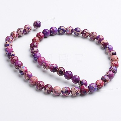 Dyed & Heated Natural Imperial Jasper Round Bead Strands G-M274-03-8mm-1