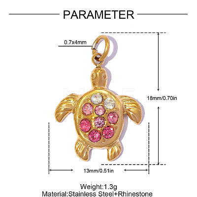 304 Stainless Steel with Rhinestone Pendants RB-OY001-50G-01-1
