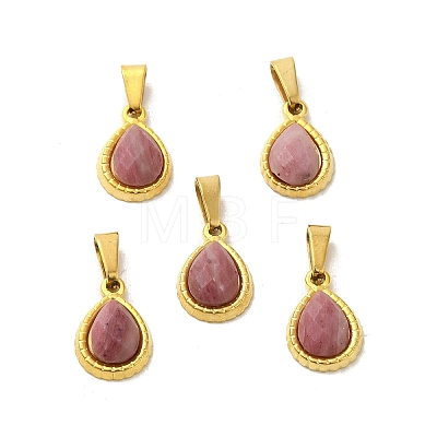 Natural Rhodonite Faceted Teardrop Charms STAS-P361-01G-04-1