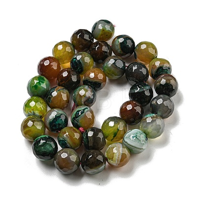 Faceted Natural Banded Agate Beads Strands G-F447-12mm-O03-1