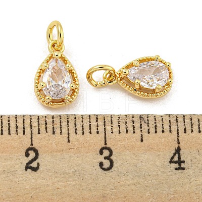 Brass Micro Pave Clear Cubic Zirconia Pendants KK-G490-33G-1