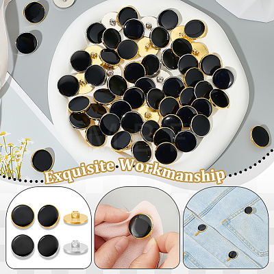 AHADERMAKER 100Pcs 2 Colors Plastic Shank Buttons BUTT-GA0001-12B-1