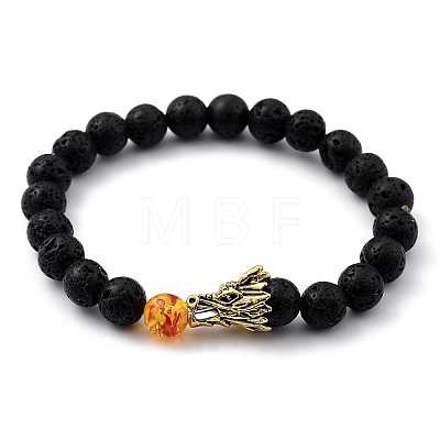 Men's Natural Howlite & Lava Rock Stretch Beaded Bracelets Sets X-BJEW-JB05429-1