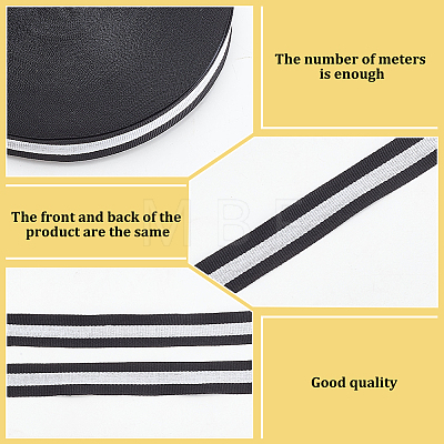 50 Yards Polyester Stripe Ribbons OCOR-WH0045-04B-1