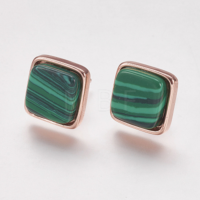 Synthetic Malachite Stud Earrings X-EJEW-F139-A01-1