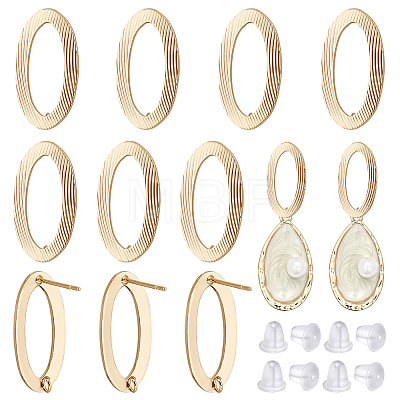 12Pcs Brass Hollow Out Oval Stud Earring Findings KK-BC0011-01-1