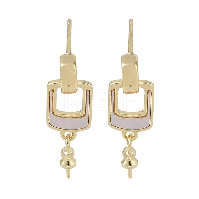 Brass with Shell Stud Earring Findings KK-G497-32G-1