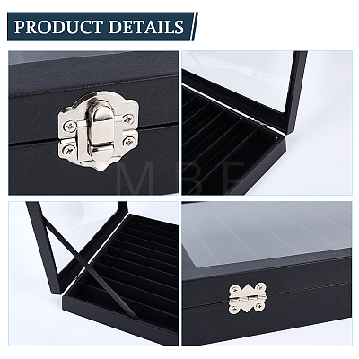 10 Grids Wood Coverd with PU Leather Necklaces Display Cases AJEW-WH20054-340E-1