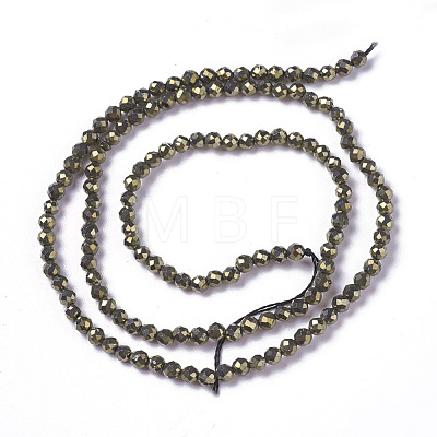 Natural Pyrite Beads Strands G-F596-38-4mm-1