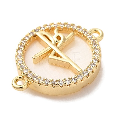 Rack Plating Brass Micro Pave Clear Cubic Zirconia Spanish Faith Cross Connector Charms KK-L220-003G-03-1