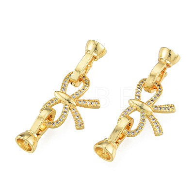 Brass Micro Pave Clear Cubic Zirconia Fold Over Clasps KK-N259-20-1