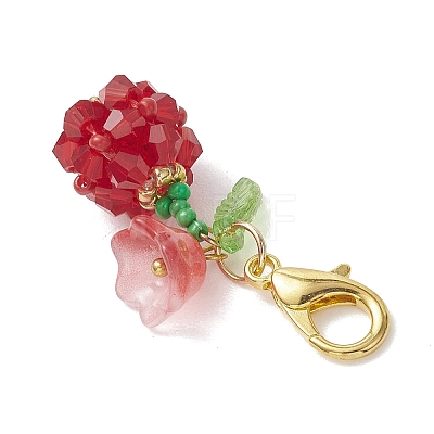Fruit & Flowers Glass Seed Beads Pendant Decorations HJEW-MZ00407-02-1
