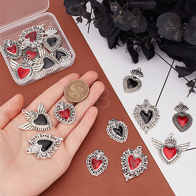 16Pcs 8 Styles Gothic Themed Alloy Pendants ENAM-UN0001-09-1