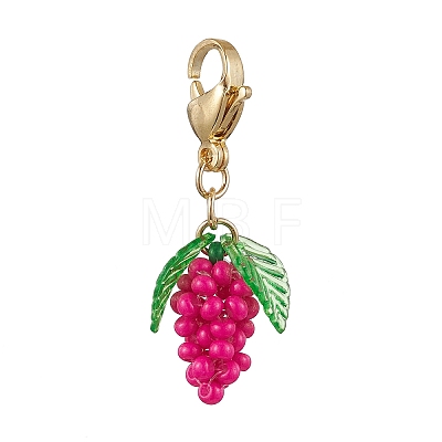 Glass Seed Beaded Grape Pendant Decoration HJEW-MZ00145-01-1