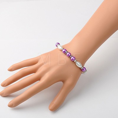 Glass Pearl Stretchy Bracelets X-BJEW-JB01178-03-1