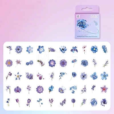 50Pcs 50 Styles Flower PET Sticker PW-WG35408-05-1