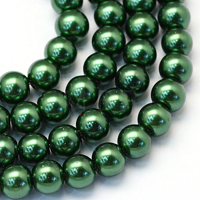 Baking Painted Pearlized Glass Pearl Round Bead Strands X-HY-Q330-8mm-75-1