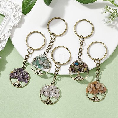 Natural Mixed Gemstone Keychains KEYC-JKC00694-1