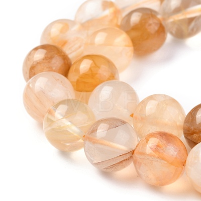 Natural Yellow Hematoid Quartz/Golden Healer Quartz Beads Strands G-M369-04A-1