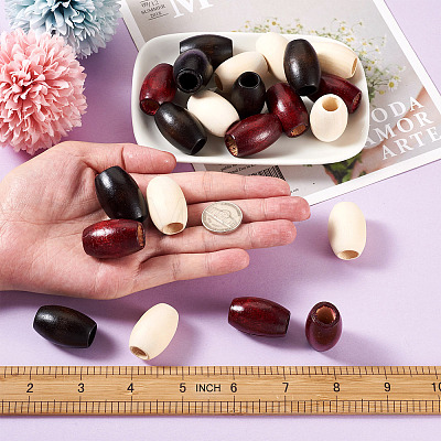 60Pcs 3 Colors Wooden Beads WOOD-CD0001-12-1