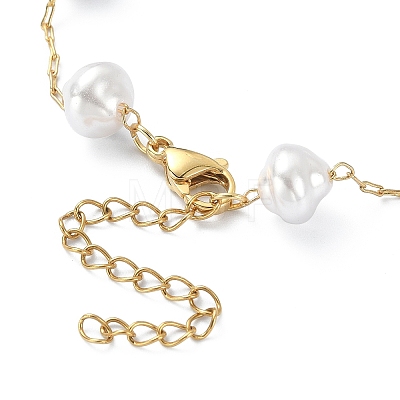 ABS Plastic Imitation Pearl Beaded Chain Bracelet BJEW-JB09421-1