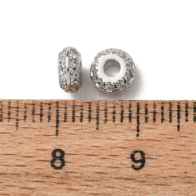 Brass Micro Pave Clear Cubic Zirconia Beads KK-C253-11P-1