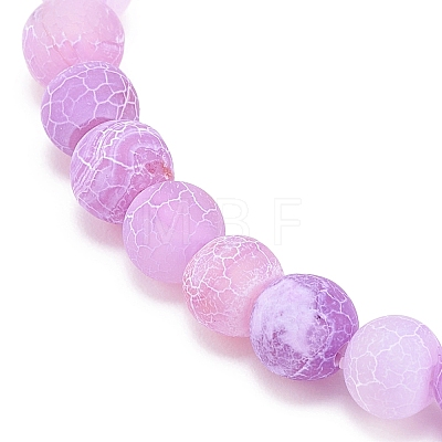 Natural Weathered Agate(Dyed) Round Beaded Stretch Bracelet X-BJEW-JB08363-01-1