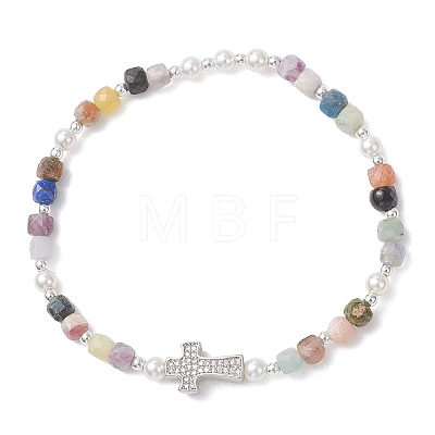 Natural Mixed Gemstone Beaded Stretch Bracelets for Women BJEW-JB13199-1