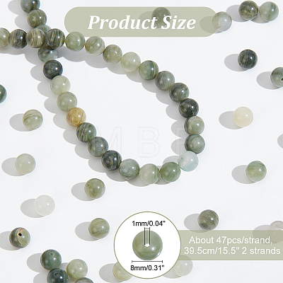  2 Strands Natural Green Rutilated Quartz Beads Strands G-NB0004-84-1