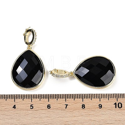 Natural Obsidian Faceted Teardrop Pendants G-B126-04G-01-1