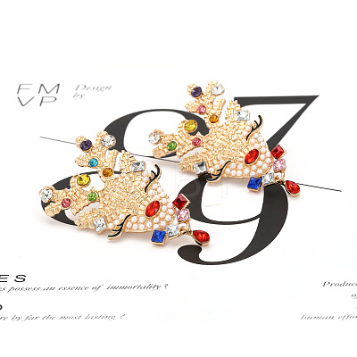 Deer Zinc Alloy Rhinestone Dangle Stud Earrings FS-WG45396-01-1