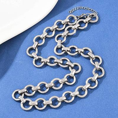 13MM 304 Stainless Steel Ring Link Chain Necklaces NJEW-Z105-03P-1