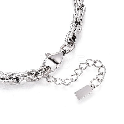 6MM 304 Stainless Steel Textured Rope Chain Necklaces for Men NJEW-N062-01P-1