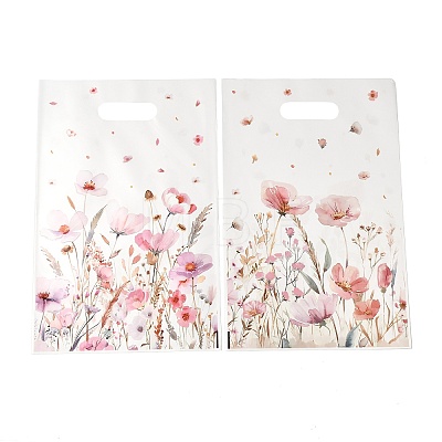 50Pcs 2 Styles Flower Printed Plastic Gift Storage Tote Bags PL-CBAAD12-04-1