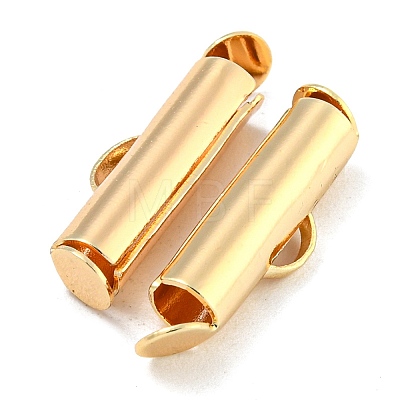 Brass Slide On End Clasp Tubes KK-N254-119G-02-1