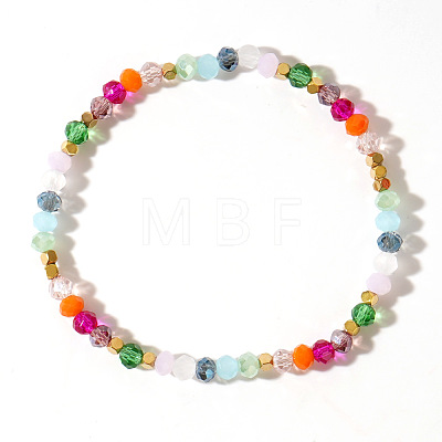 Rainbow Glass Beaded Stretch Bracelets JJ6334-1