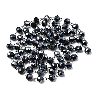 Handmade Rondelle Glass Beads Chains for Necklaces Bracelets Making AJEW-JB00120-07-1