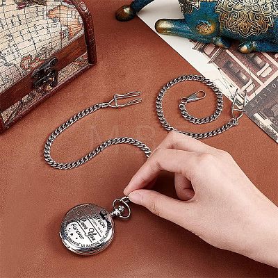 Unicraftale 2Pcs Titanium Steel Clip Pocket Watch Chain DIY-UN0003-64-1