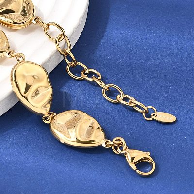316L Surgical Stainless Steel Textured Flat Teardrop Link Chain Necklaces NJEW-D297-03G-1